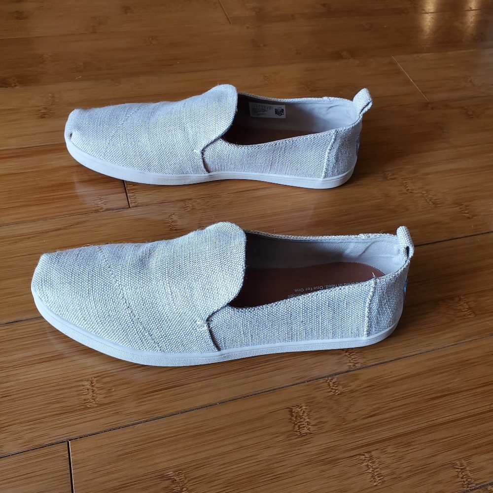 Toms Alpargata Natural Metallic Linen Size 9